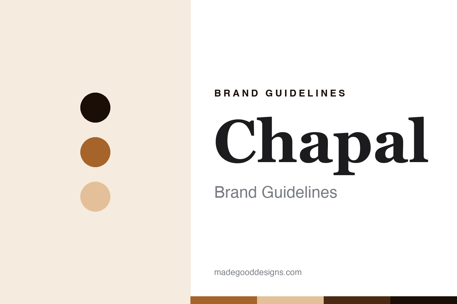 Chapal brand guidelines cover - abstract cognac colour discs and leather-grain texture