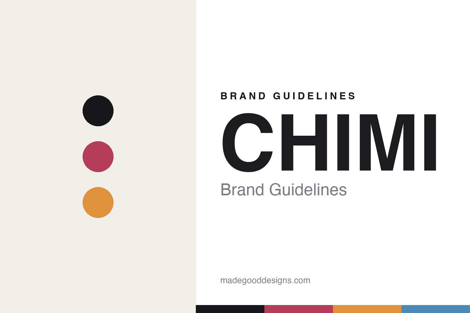 CHIMI brand guidelines — abstract colour-disc homage (berry and noir), not the CHIMI identity