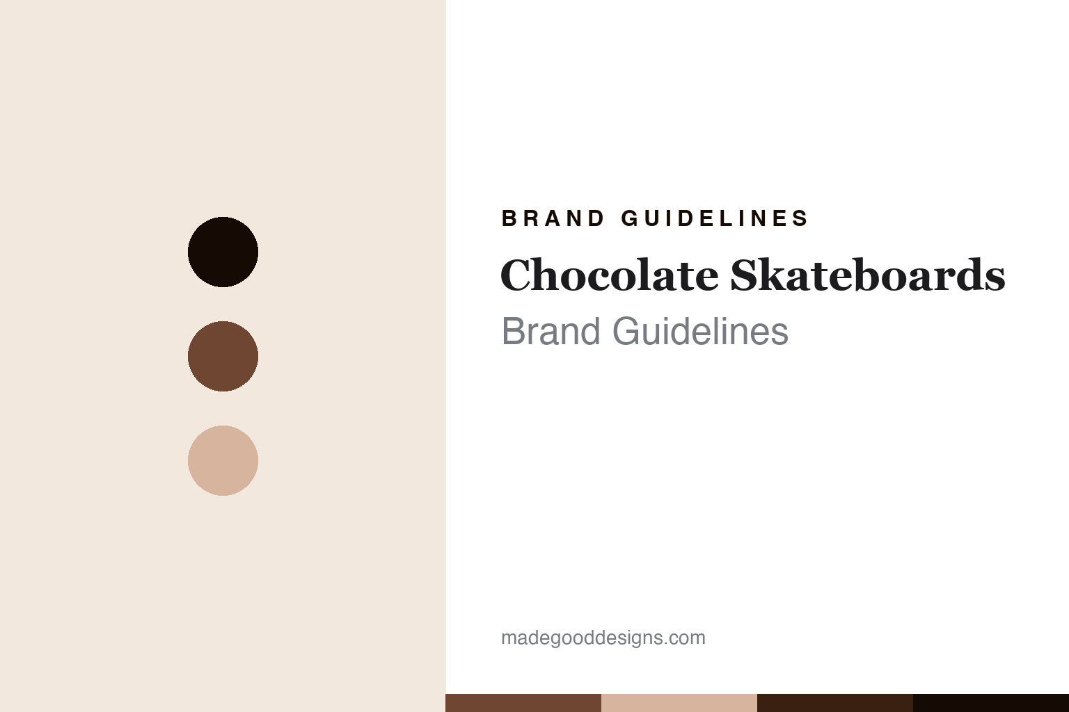 Chocolate Skateboards brand guidelines - abstract chocolate-brown colour discs and maple-veneer texture, an unofficial design homage