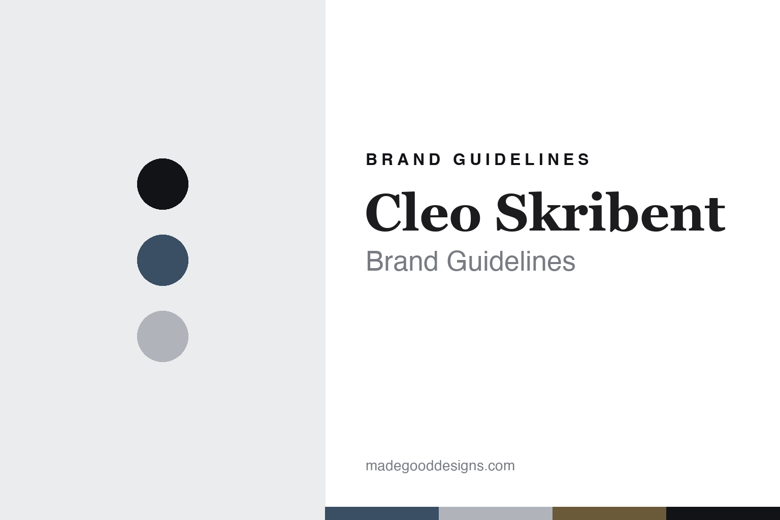 Cleo Skribent brand guidelines cover — abstract colour discs and material-texture homage, not a Cleo Skribent pen or wordmark