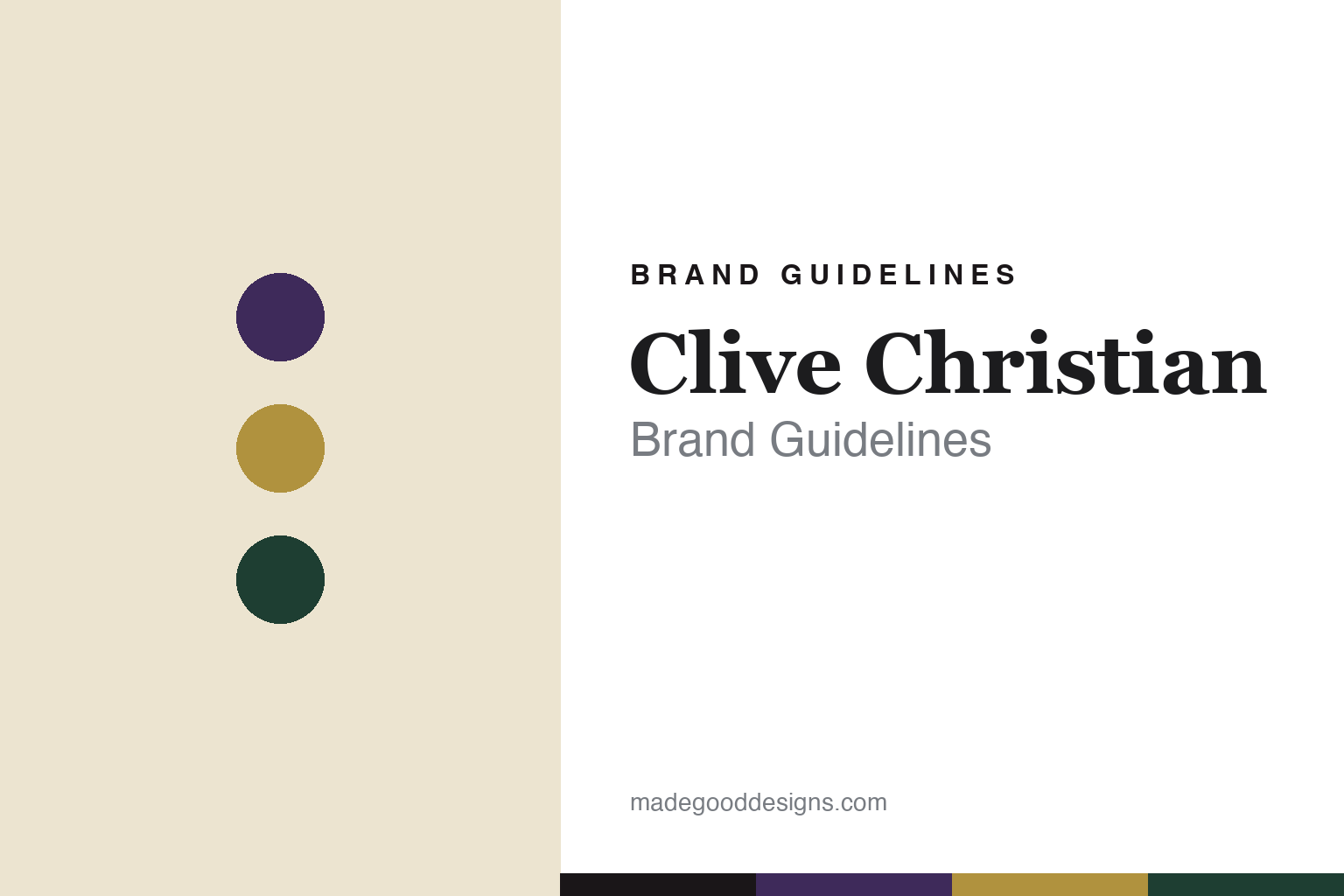Clive Christian brand guidelines — abstract regal purple-and-gold homage cover