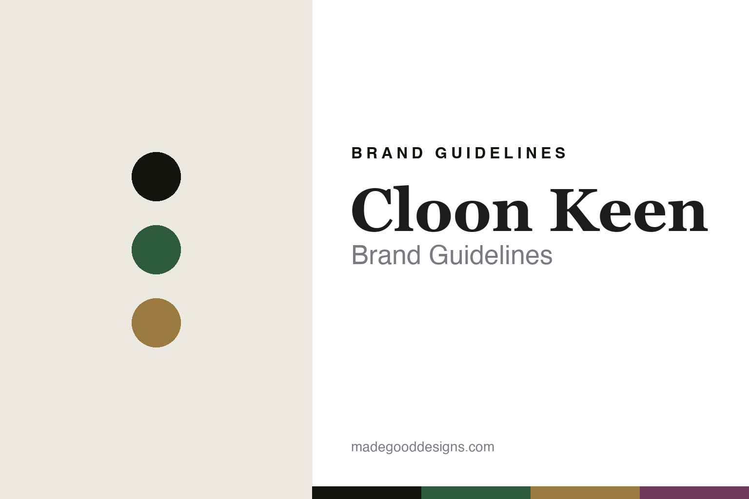 Abstract homage cover for Cloon Keen brand guidelines — colour discs and swatches, not a Cloon Keen asset