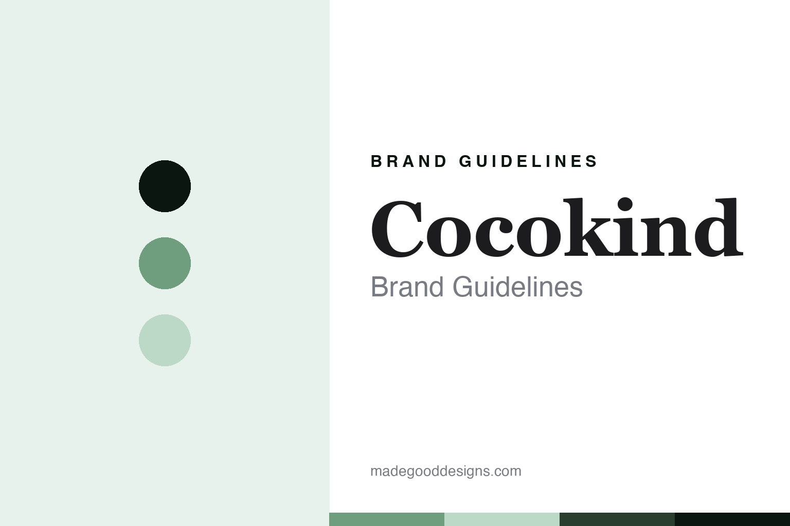 Cocokind brand guidelines abstract homage cover: eucalyptus colour discs and botanical texture, not an official asset