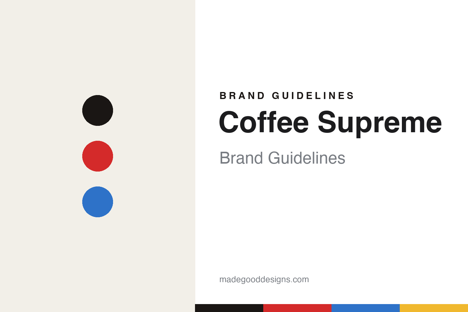 Coffee Supreme brand guidelines — abstract colour-disc homage (Supreme-red palette), not the Coffee Supreme packaging