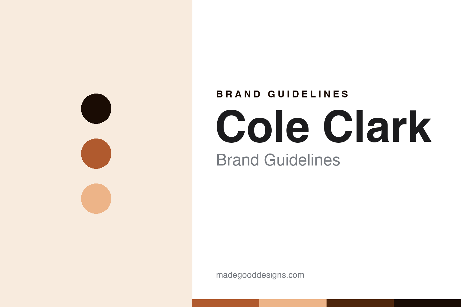 Cole Clark brand guidelines cover, abstract colour discs and wood-grain texture in eucalypt rust