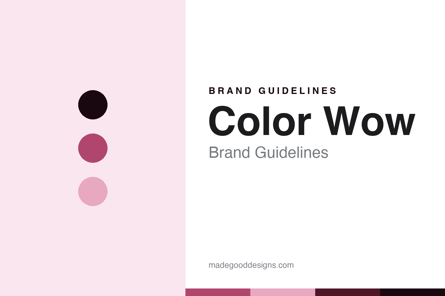 Color Wow brand guidelines cover - magenta discs and spray-and-gloss texture, abstract homage