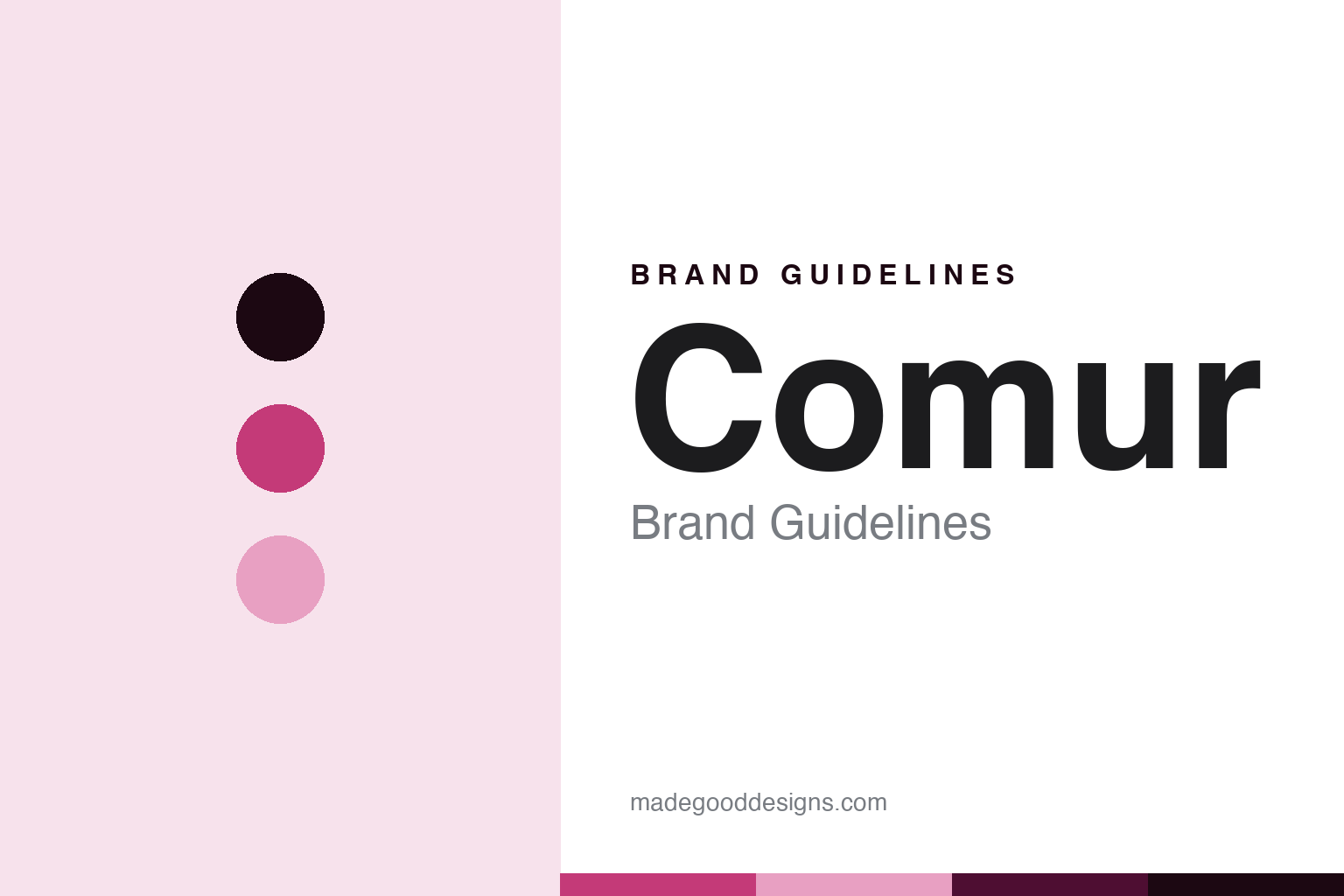 Comur brand guidelines — abstract carnival-magenta colour discs homage (not a Comur product or logo)