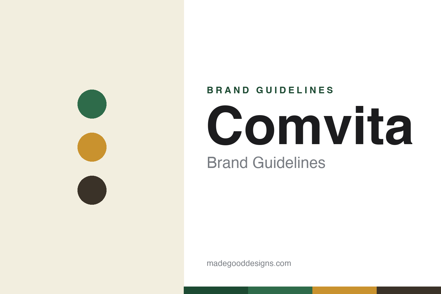 Abstract green-and-gold palette homage for the Comvita brand guidelines (not the Comvita logo or UMF badge)