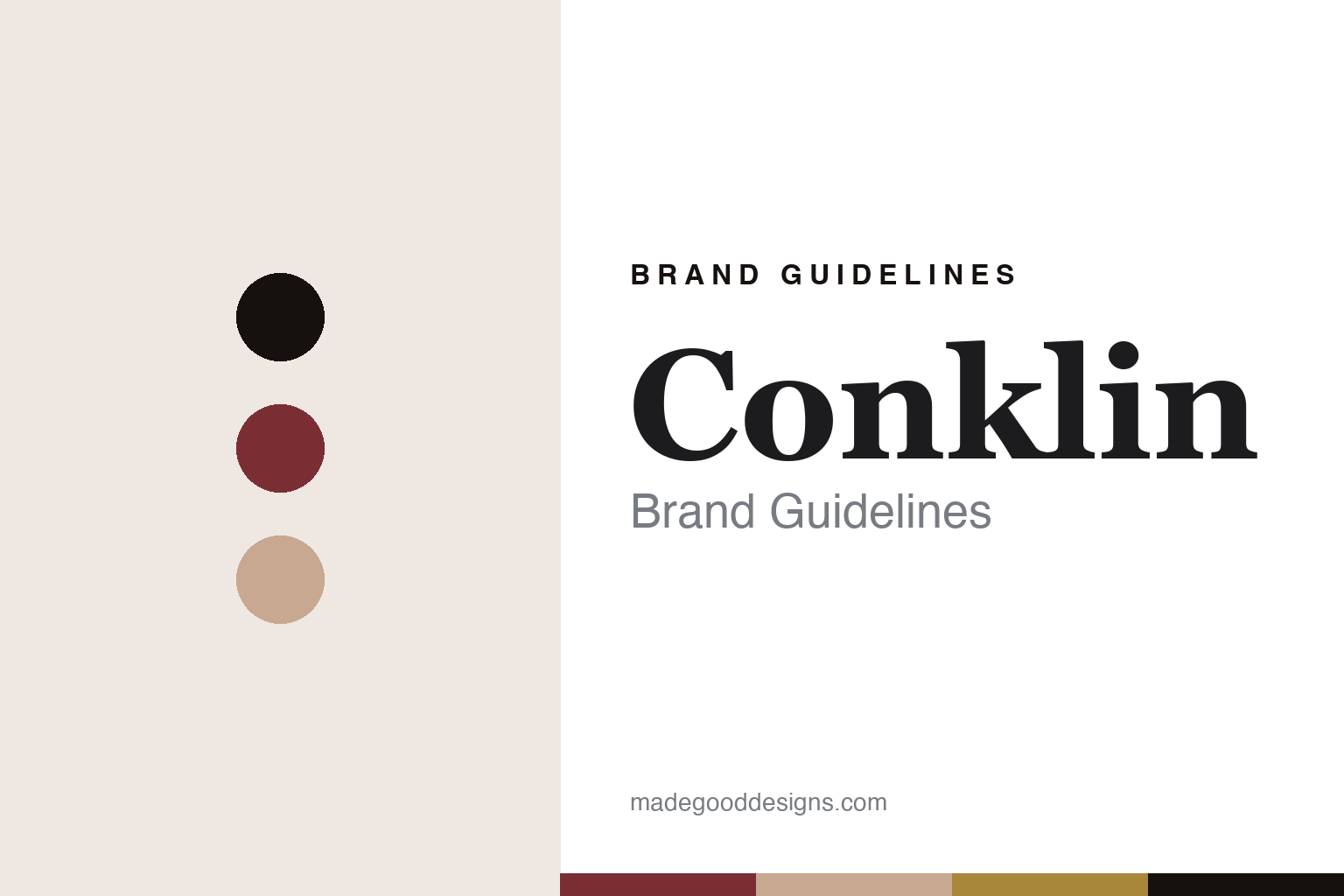 Conklin brand guidelines cover — abstract colour discs and material-texture homage, not a Conklin pen or wordmark