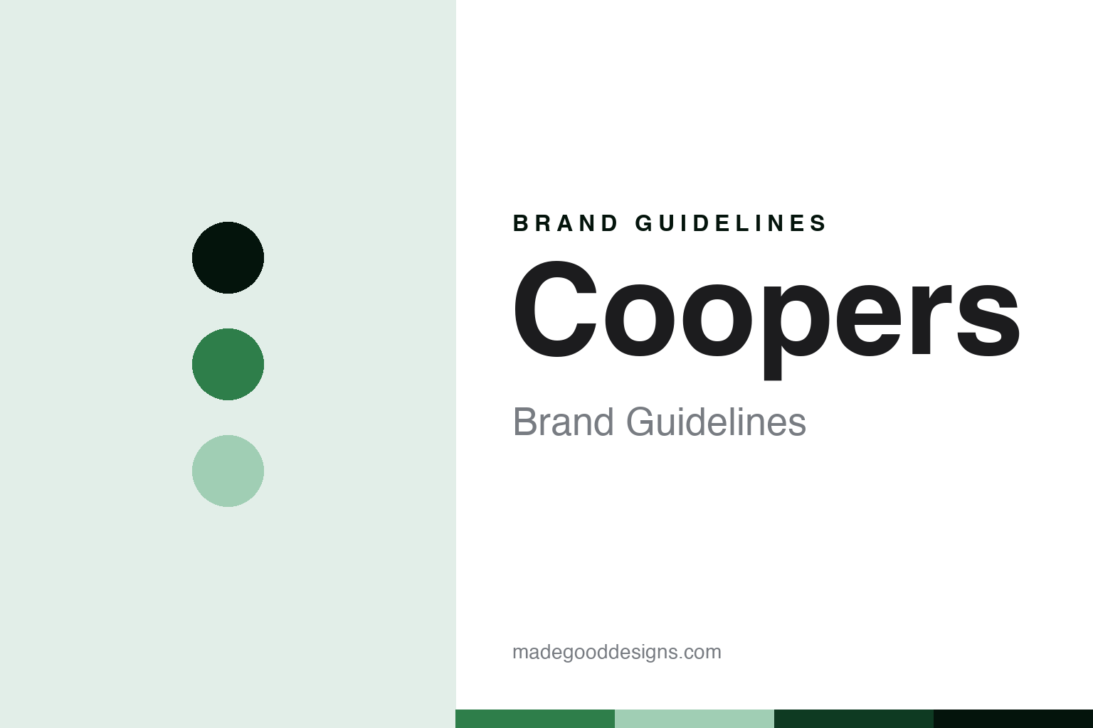 Coopers brand guidelines — abstract sparkling-green palette and family-sans homage (not a Coopers asset)