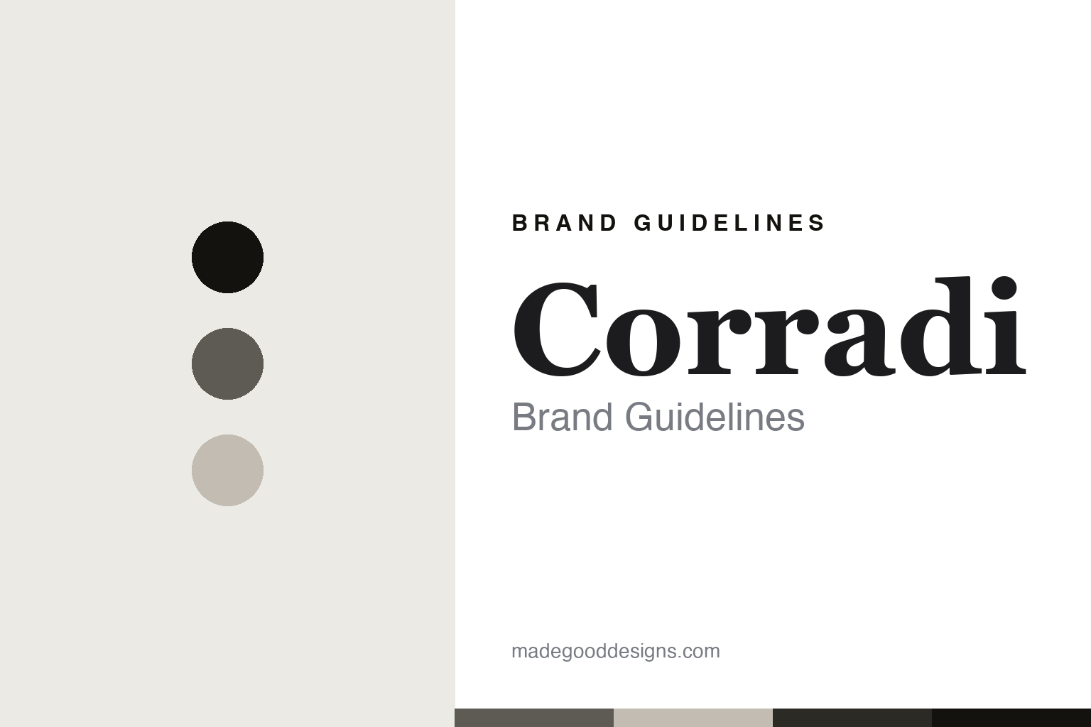 Corradi brand guidelines cover — abstract precision-steel and silver colour discs and machined-steel texture (homage; not a Corradi file or logo)