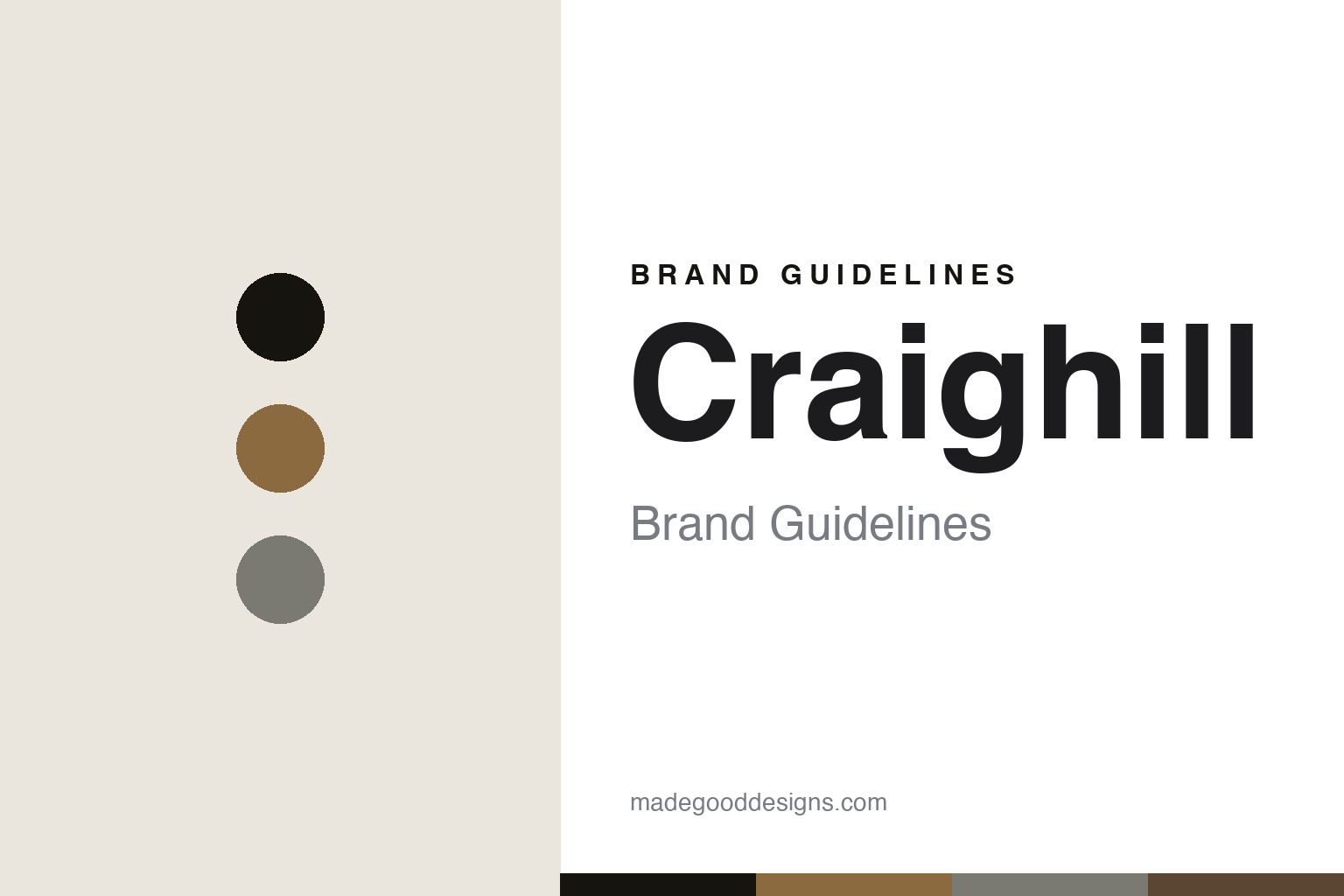 Craighill brand guidelines — abstract colour-disc homage cover