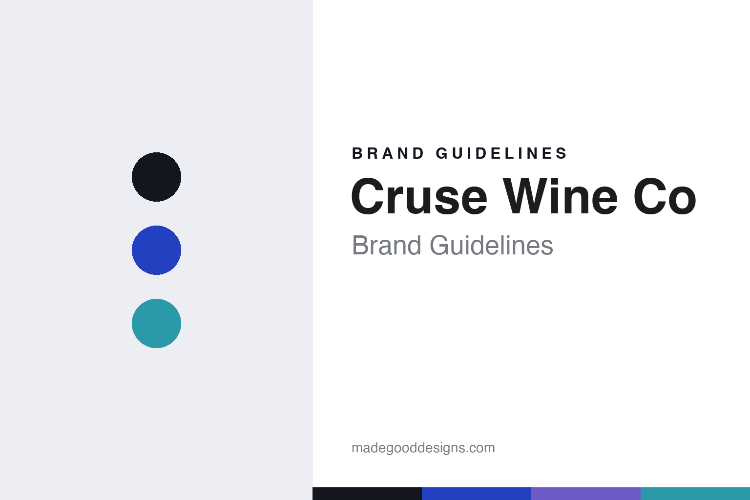 Cruse Wine Co brand guidelines — abstract colour-disc homage cover in ultramarine blue