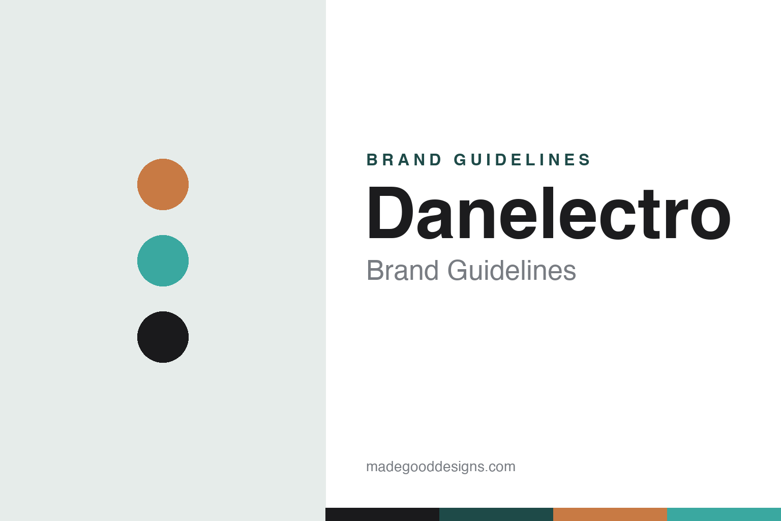 danelectro brand guidelines — abstract homage cover (palette discs and colour band); not an official danelectro asset, no logo reproduced