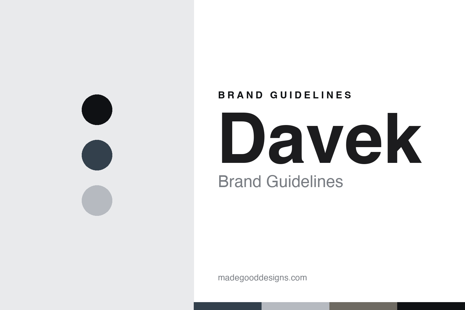 Davek brand guidelines cover — abstract colour discs and texture homage, not an umbrella, app UI or wordmark