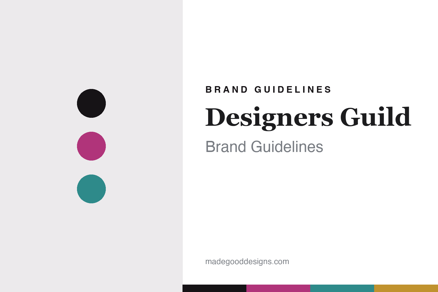 Designers Guild brand guidelines — abstract colour-disc homage in fuchsia and turquoise (not the Designers Guild prints or packaging)