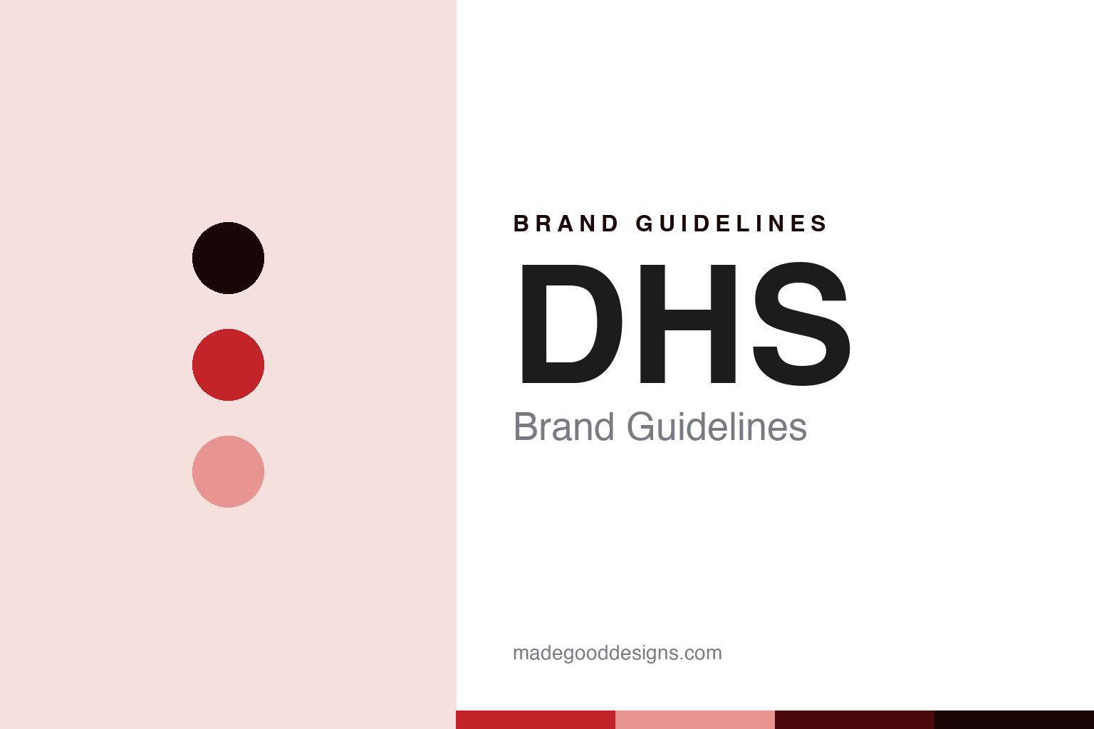 DHS brand guidelines — abstract China-red-and-rubber colour discs homage (not a DHS product or logo)
