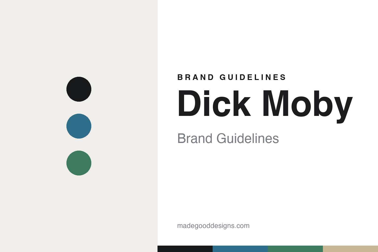 Dick Moby brand guidelines — abstract colour-disc homage (ocean and kelp), not the Dick Moby identity