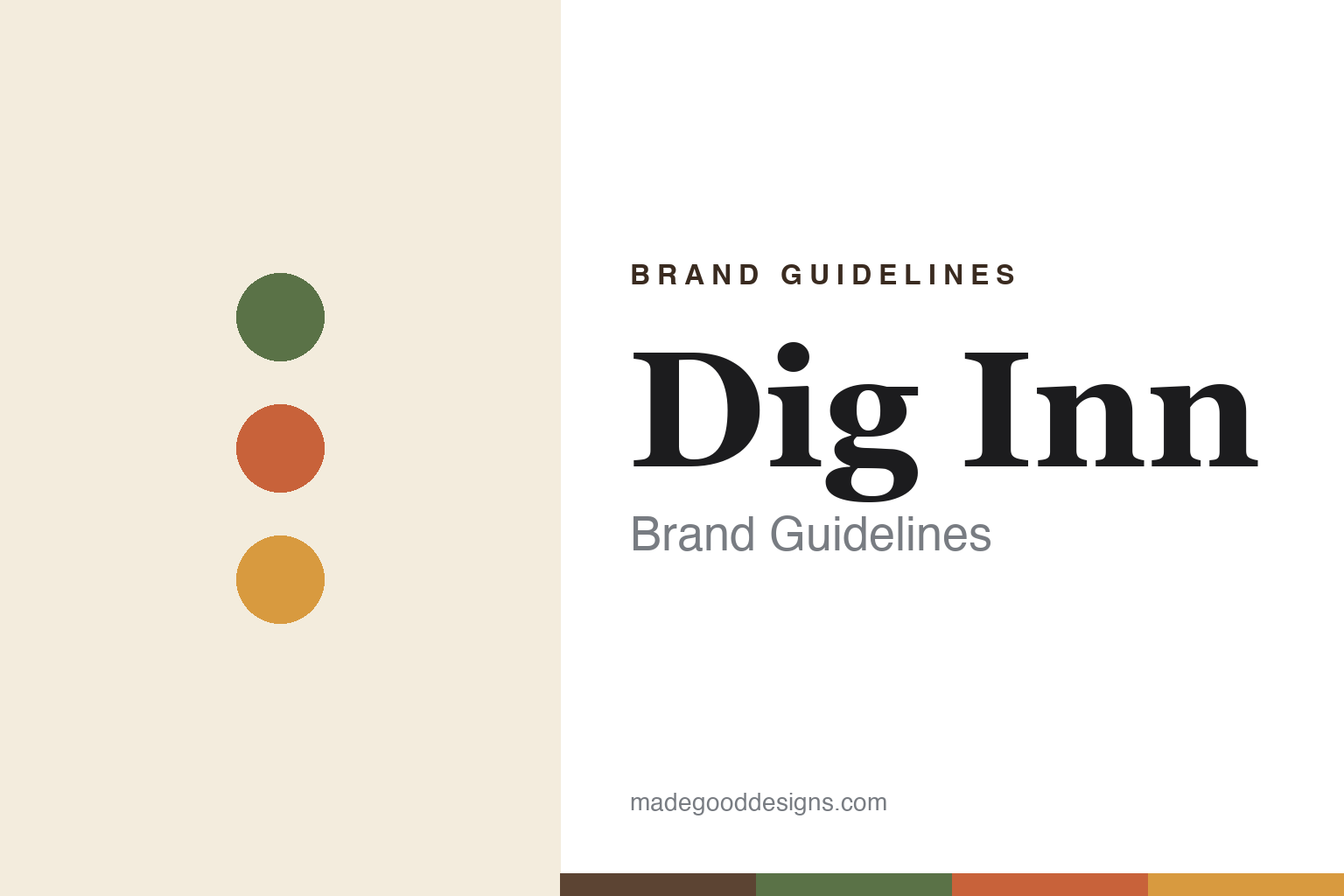 Abstract homage to Dig Inn: warm earthy farm-to-table discs and swatches (not a Dig Inn logo)