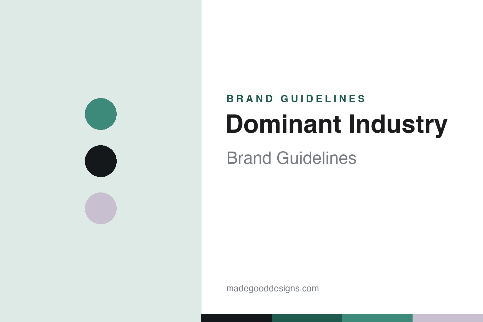 Dominant Industry brand guidelines cover — celadon and pearl colour discs (abstract homage, not a Dominant Industry asset)