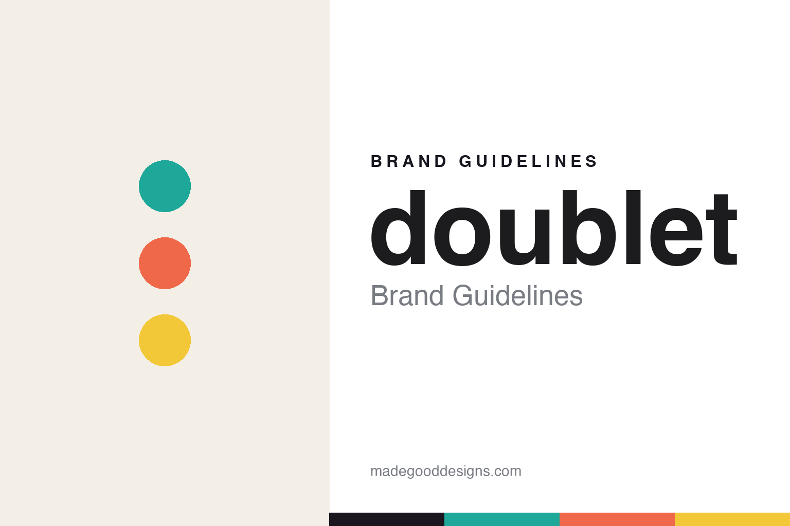 doublet brand guidelines cover — abstract surreal colour discs (turquoise, coral, lemon), not the doublet logo