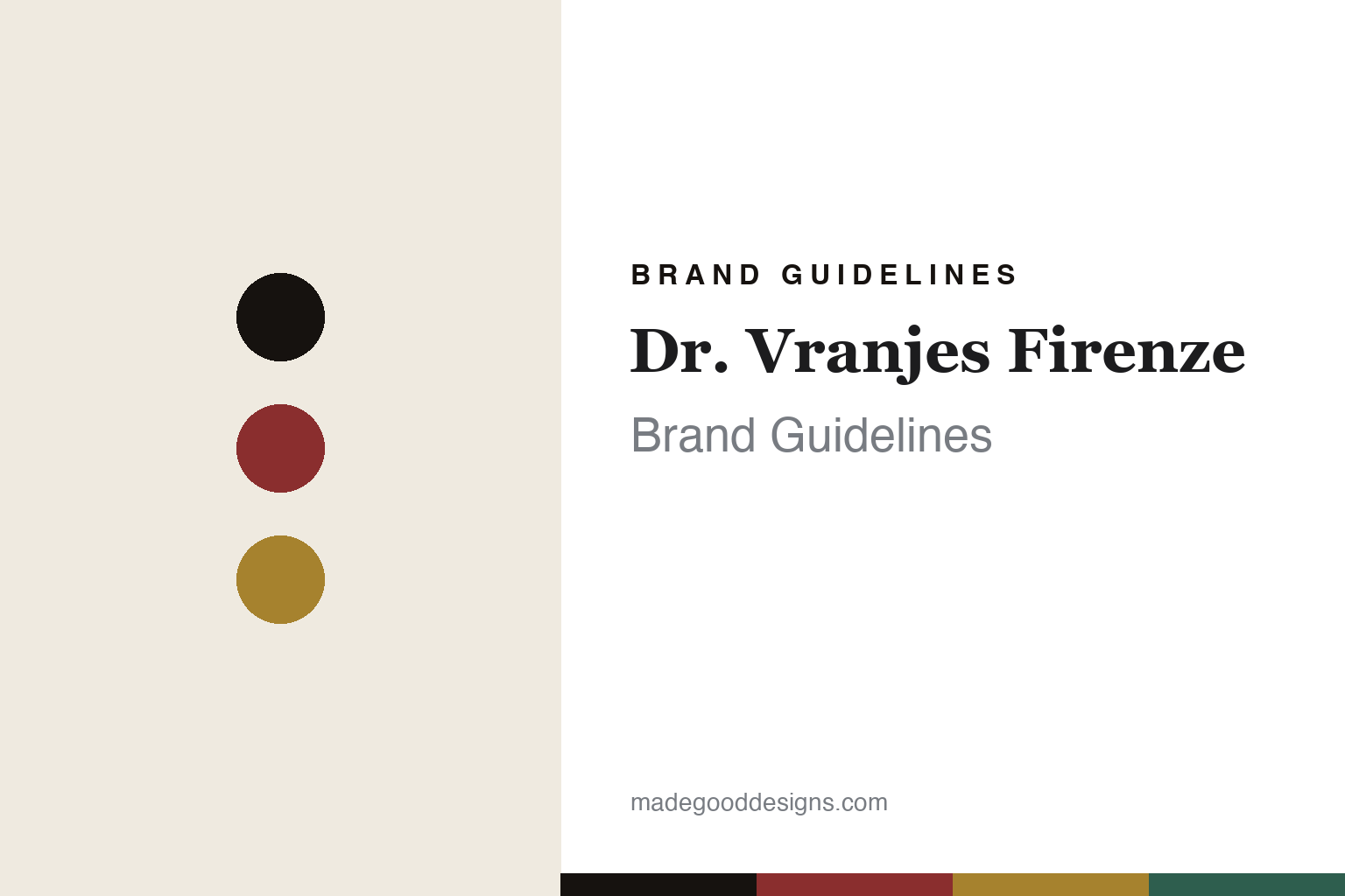 Dr. Vranjes Firenze brand guidelines — abstract colour-disc homage cover