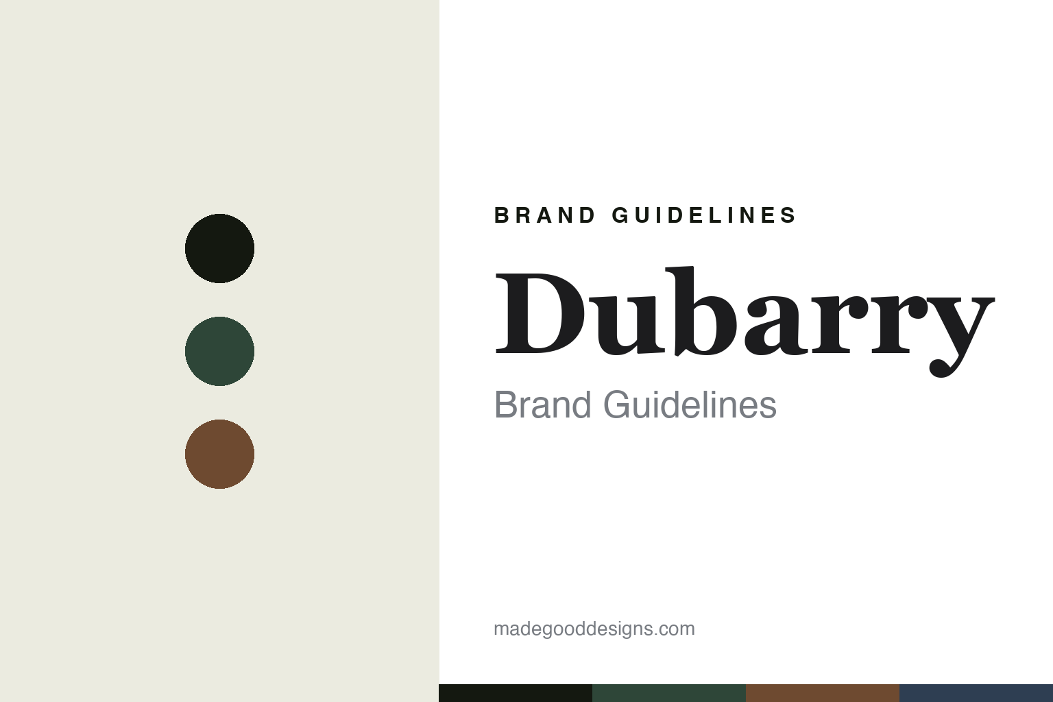 Dubarry brand guidelines — abstract colour-disc homage cover (field green and walnut)