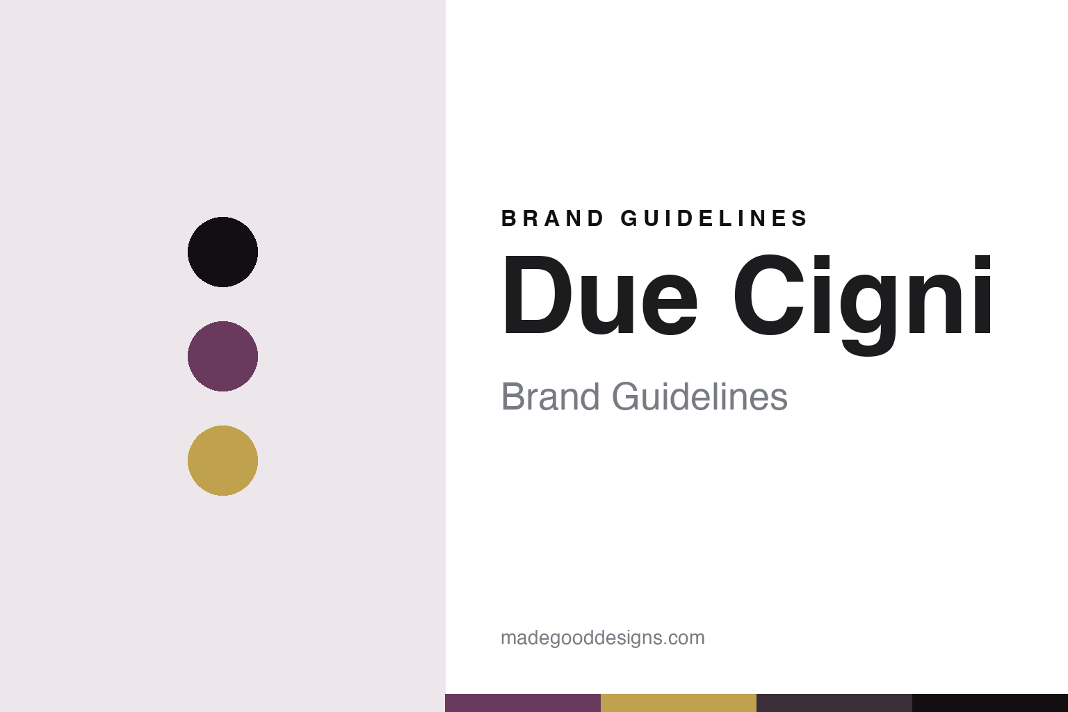 Abstract plum and gold cover for a Due Cigni brand guidelines design article (colour discs, not a knife)