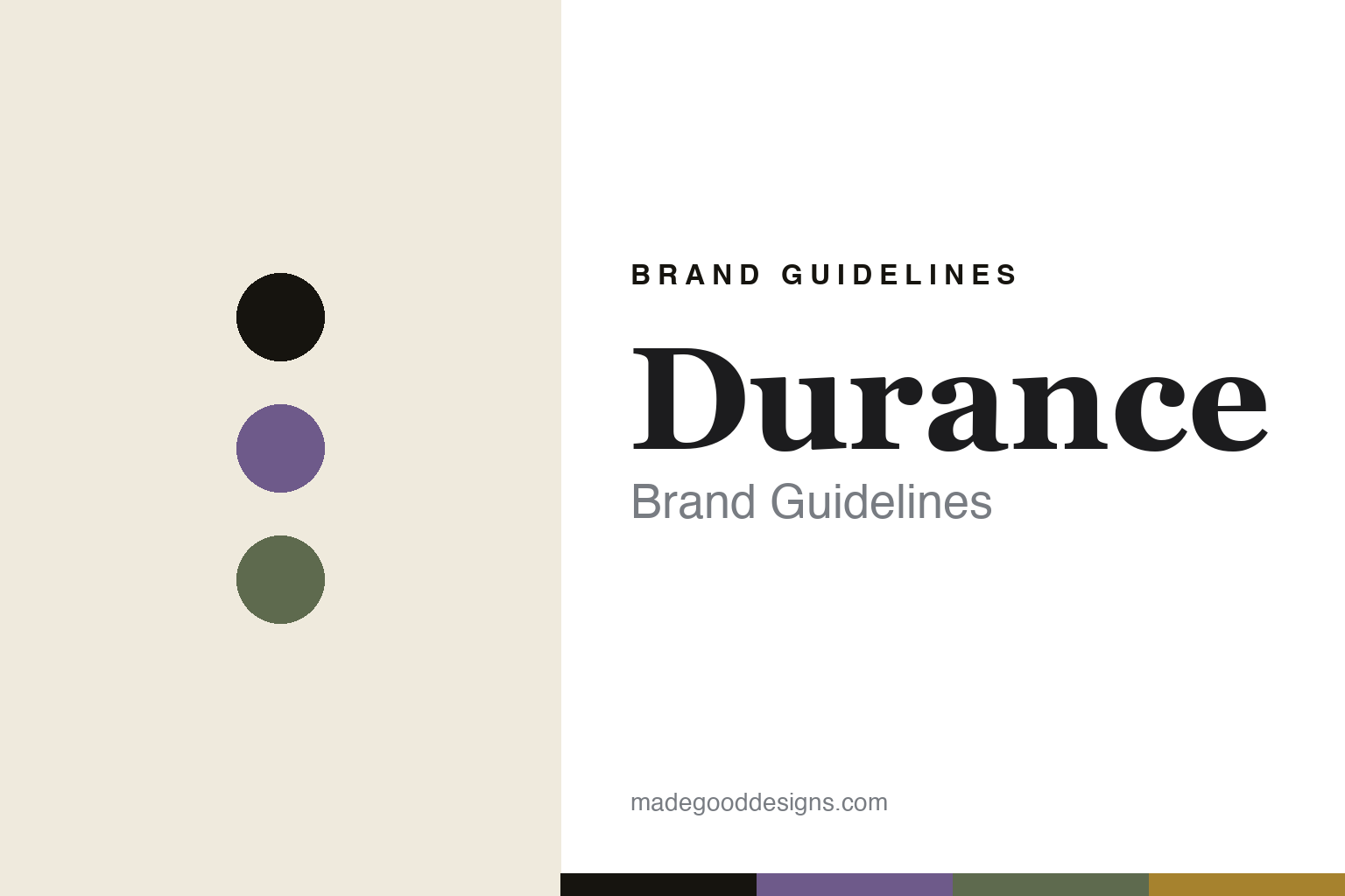 Durance brand guidelines — abstract colour-disc homage cover