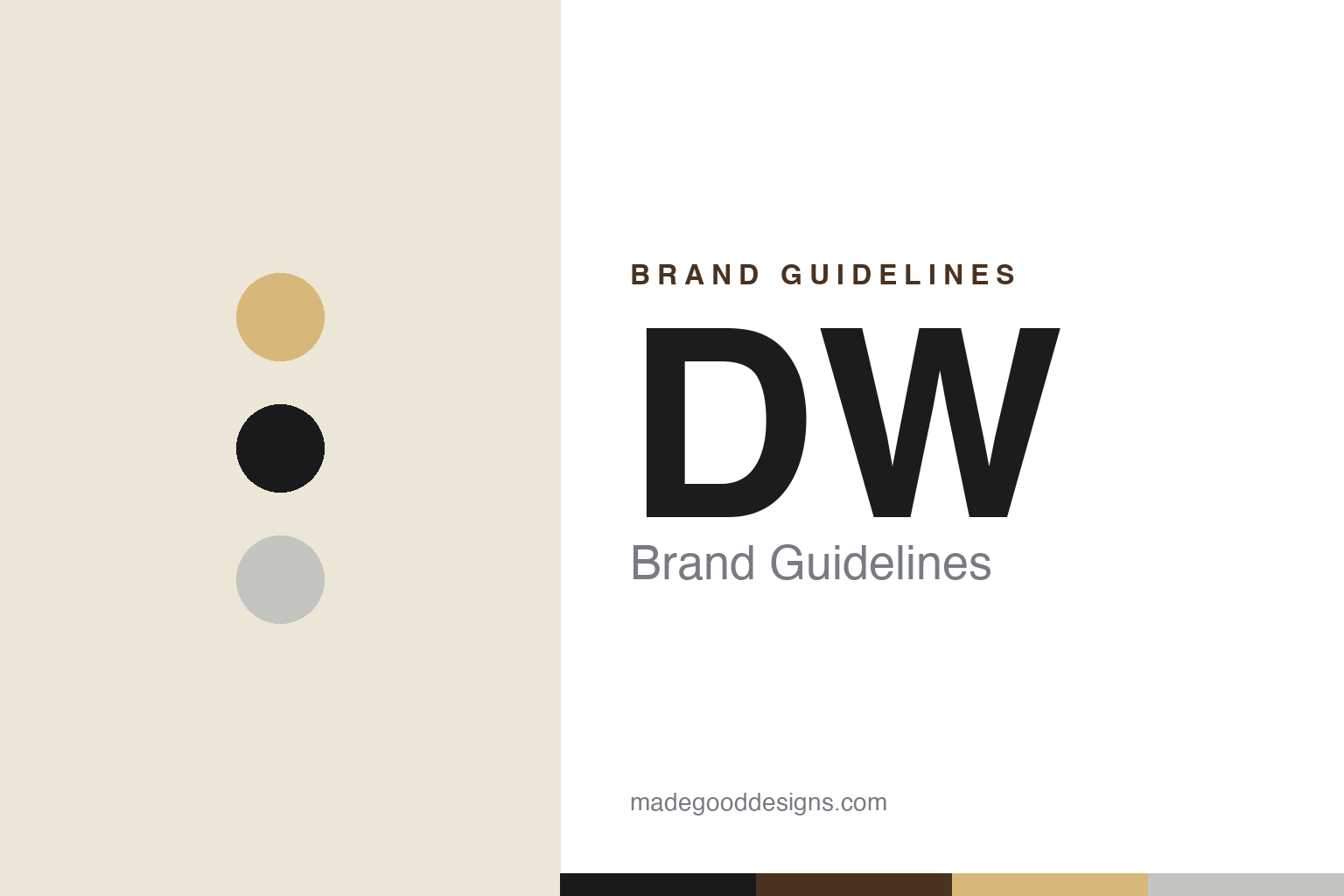 dw brand guidelines — abstract homage cover (palette discs and colour band); not an official dw asset, no logo reproduced