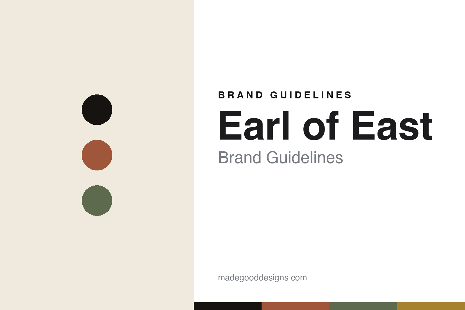 Earl of East brand guidelines — abstract colour-disc homage cover