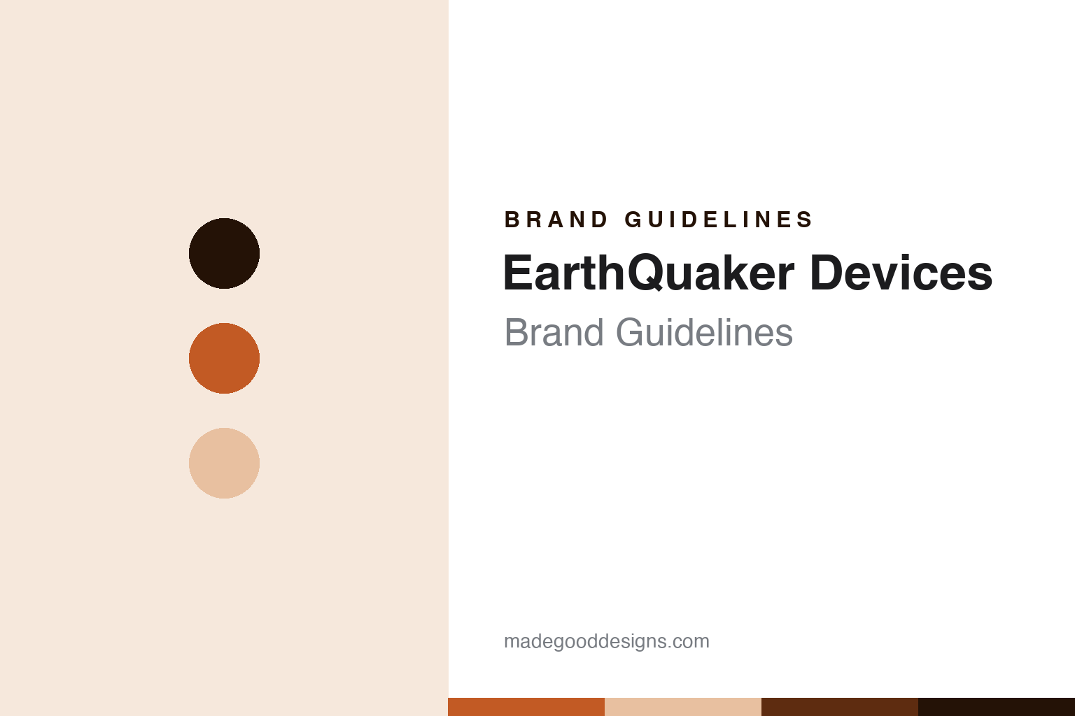 EarthQuaker Devices brand guidelines cover — abstract Akron-orange palette discs and circuit texture (homage, not the EarthQuaker logo or any pedal artwork)