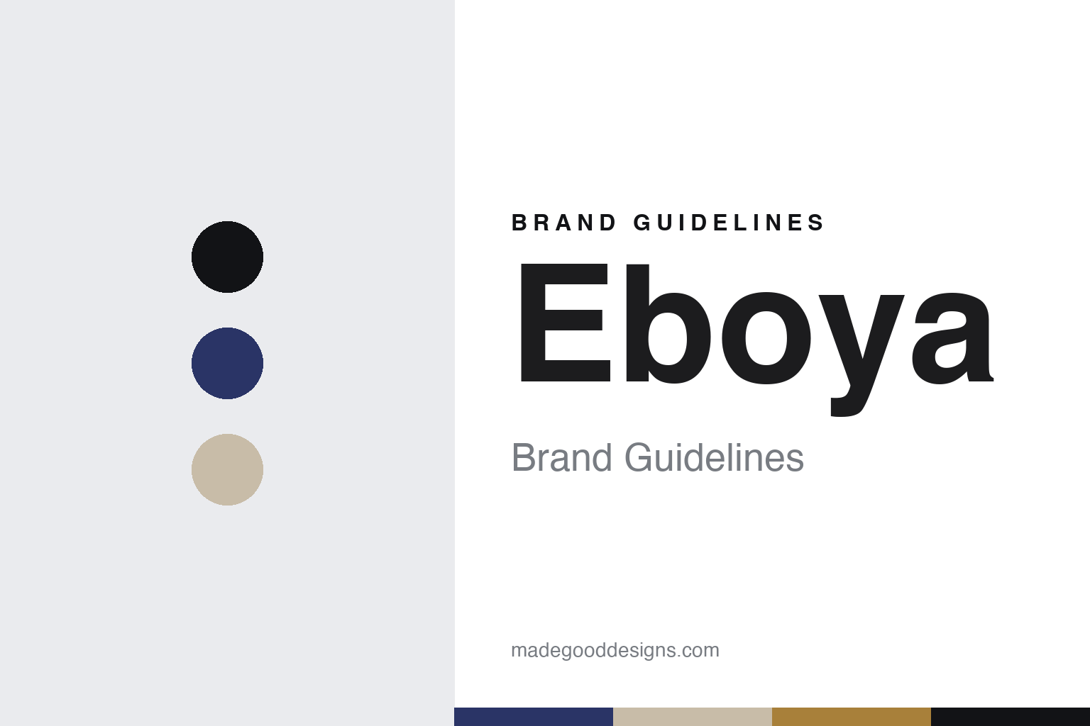 Eboya brand guidelines cover — abstract colour discs and material-texture homage, not an Eboya pen or wordmark