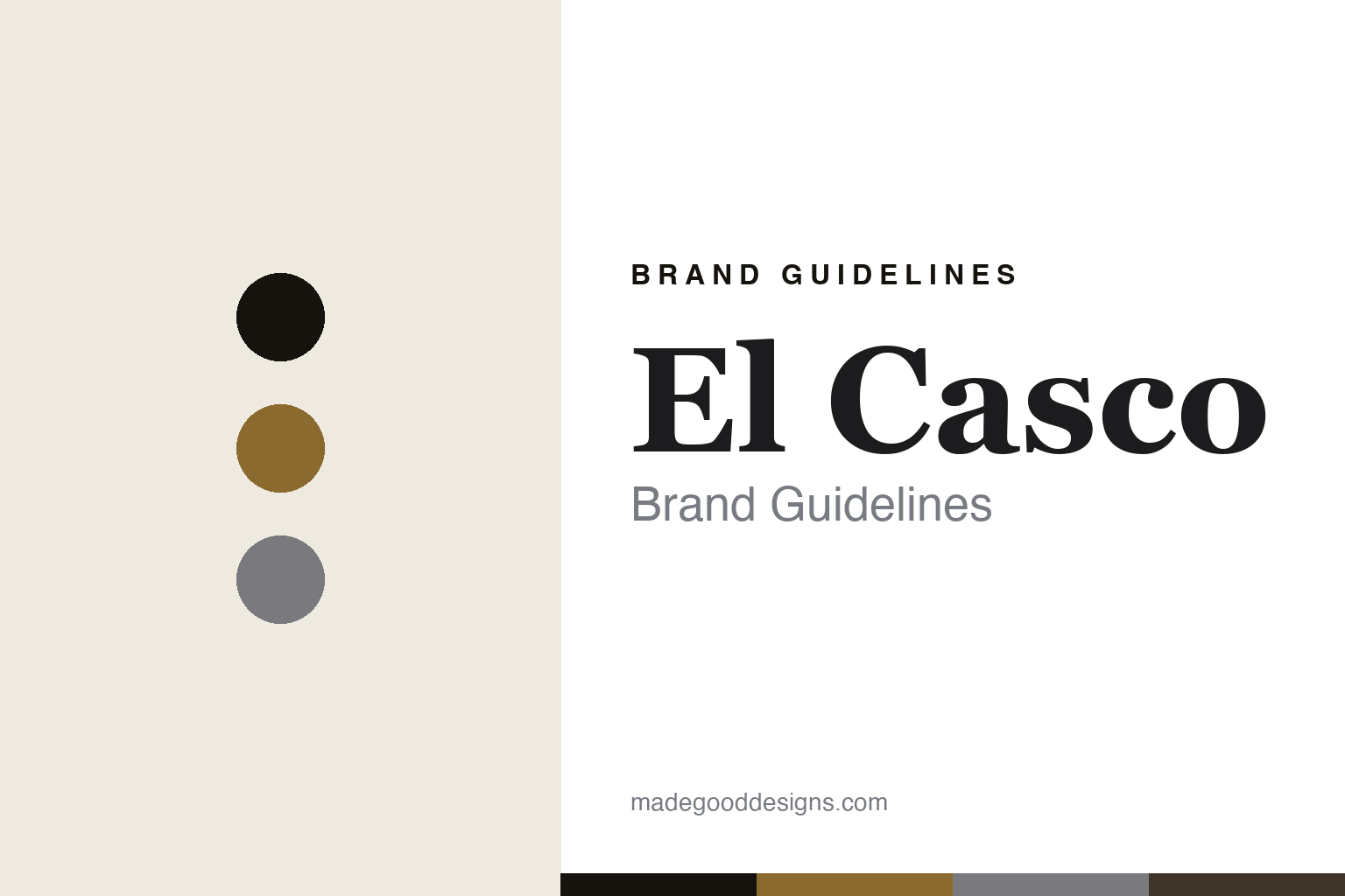El Casco brand guidelines — abstract colour-disc homage cover