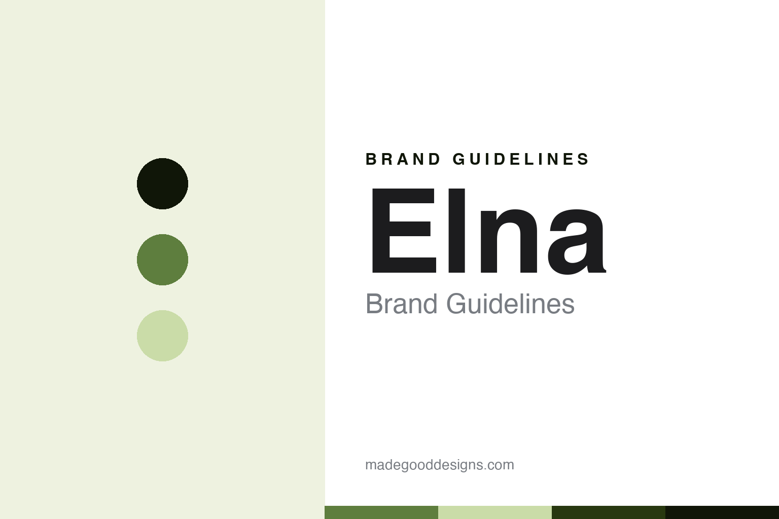 Abstract brand guidelines cover for Elna, mid century green colour discs with a thread and stitch texture, an original homage with no machine or logo.