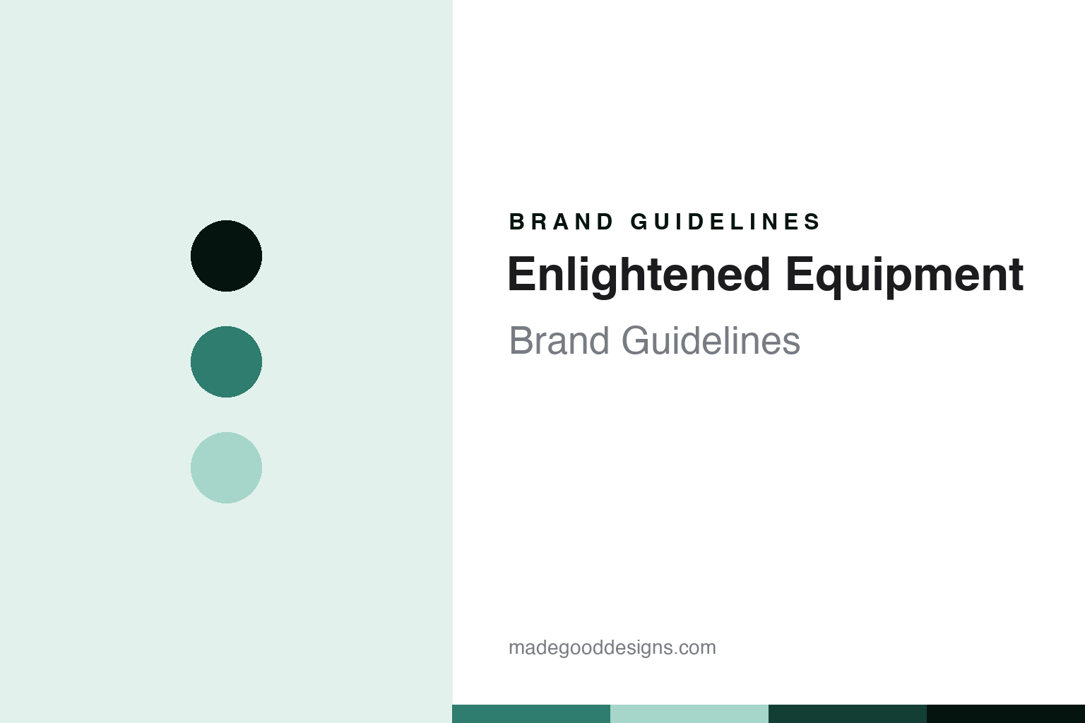 Enlightened Equipment brand guidelines cover - abstract teal colour discs and quilt-stitch texture