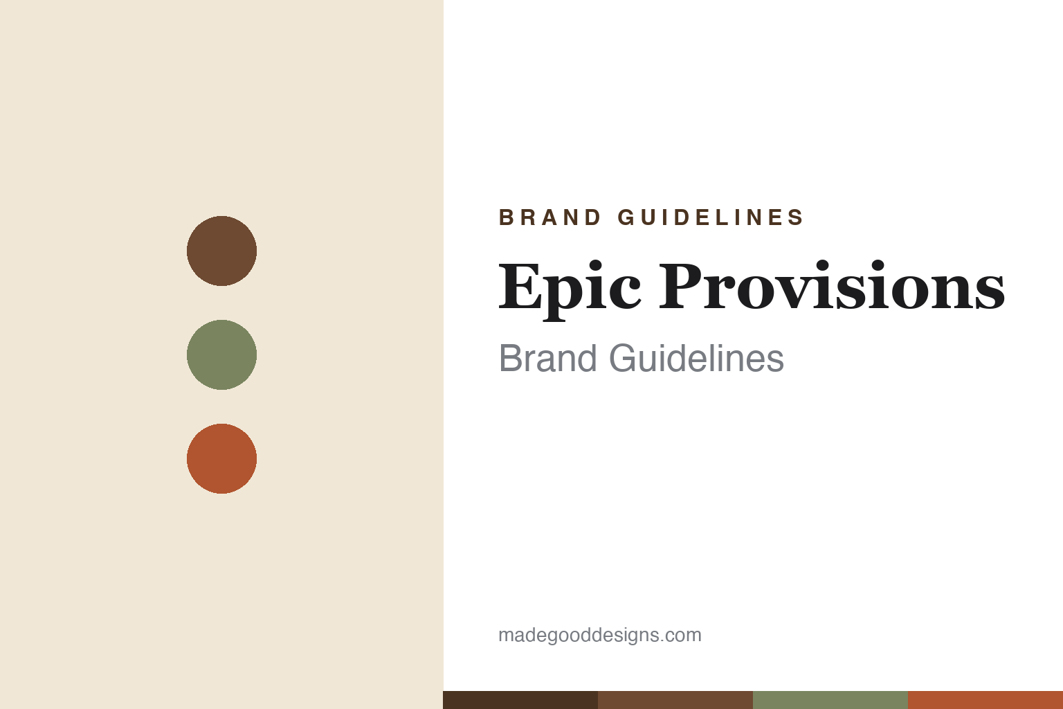 Abstract natural-kraft palette homage for the Epic Provisions brand guidelines (not the Epic logo)