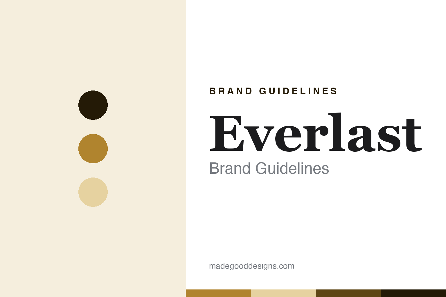 Everlast brand guidelines cover — abstract heritage-ochre palette discs and worn-leather texture (homage, not the Everlast logo)