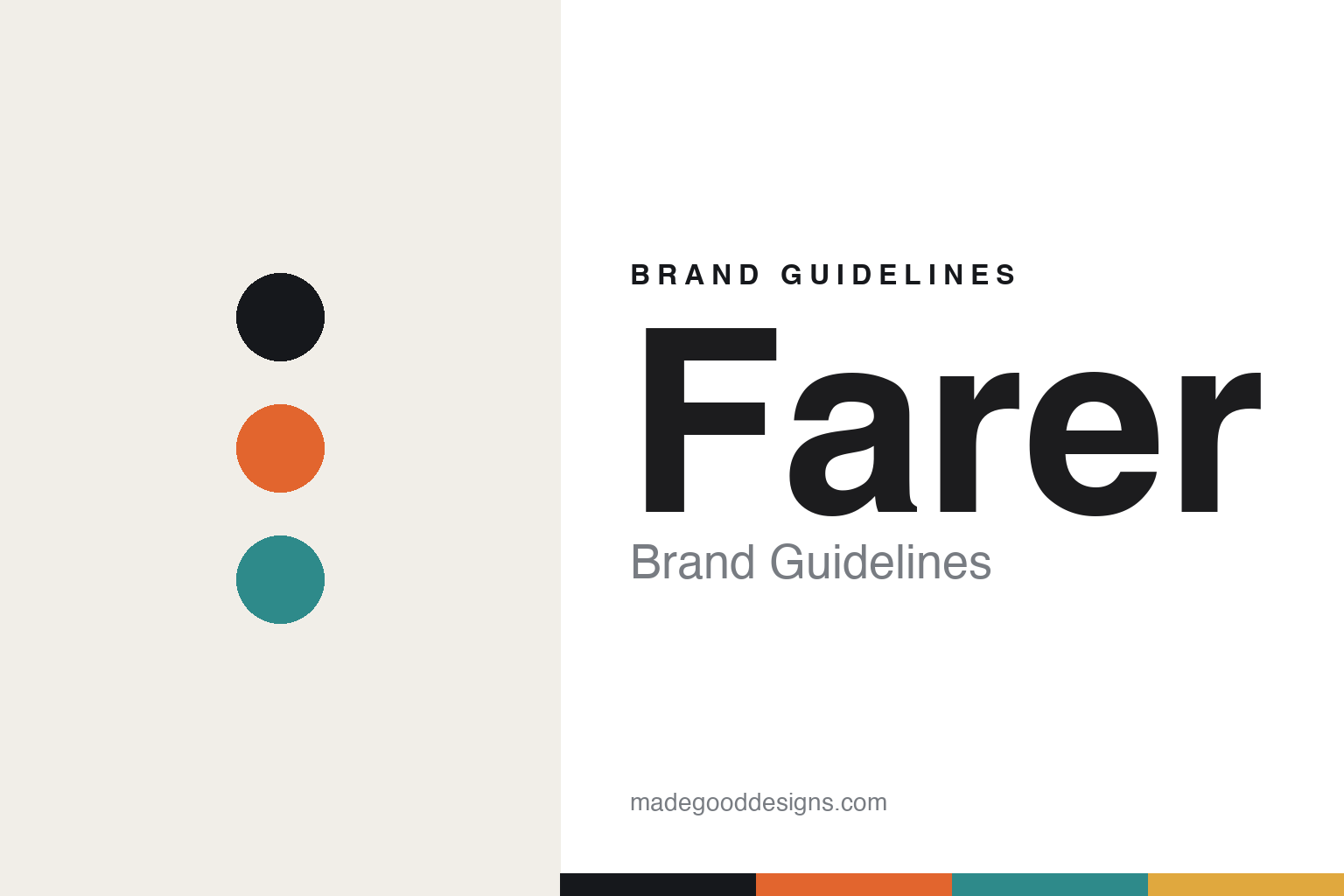 Farer brand guidelines — abstract colour-disc homage (orange and teal), not the Farer dials
