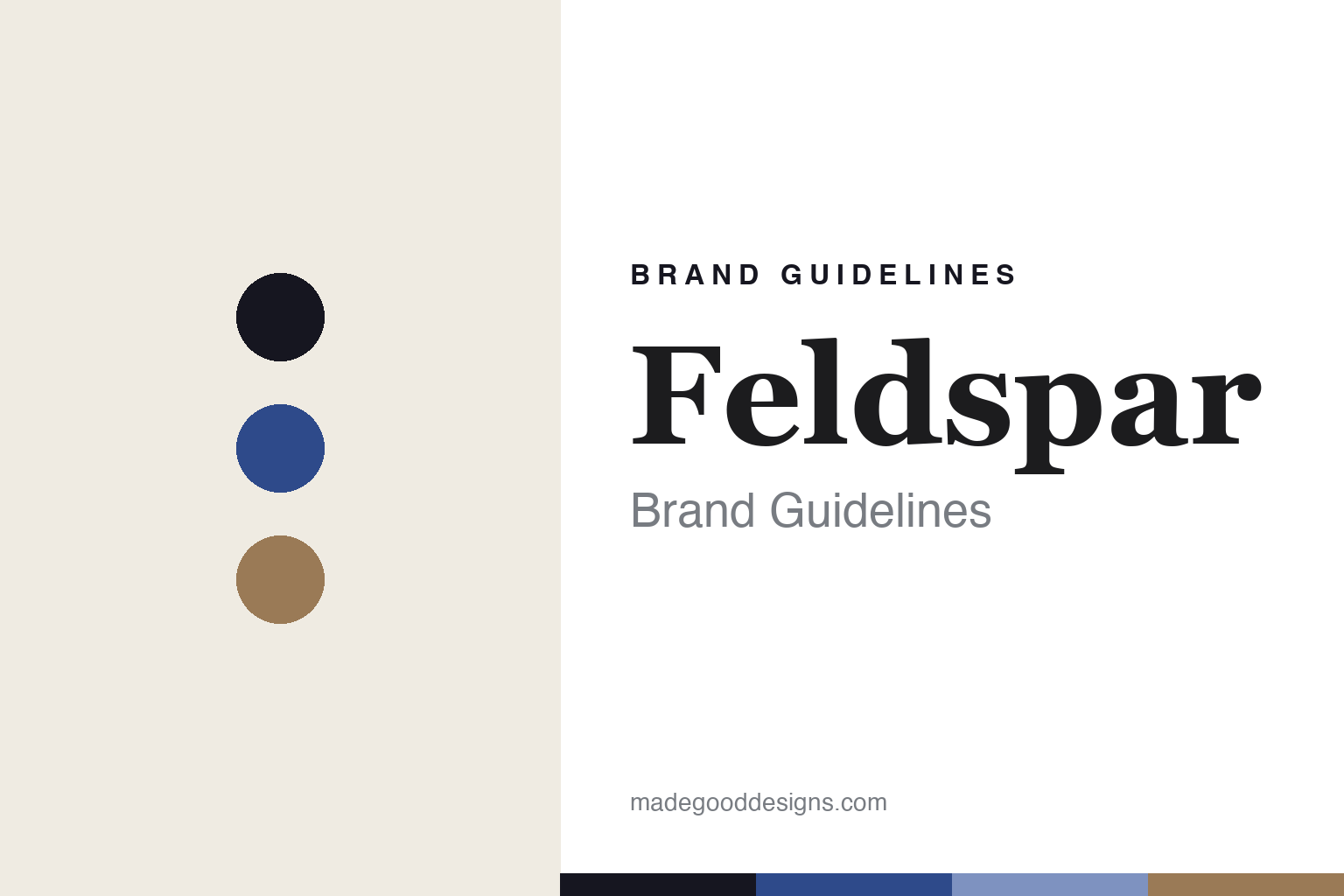 Feldspar brand guidelines — abstract colour-disc homage to the Devon studio's hand-painted cobalt bone china (no logo or product shown)