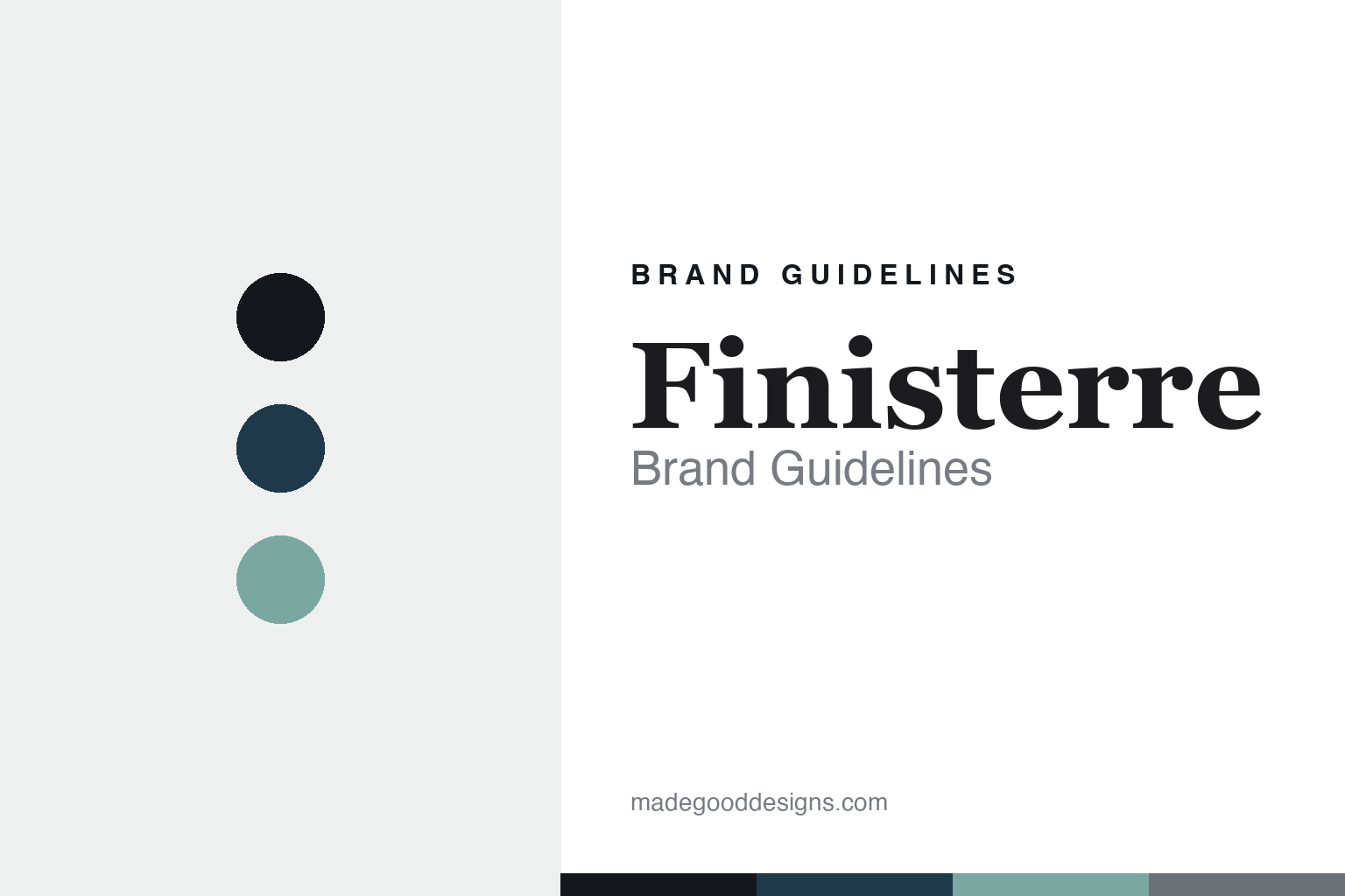Finisterre brand guidelines cover — abstract colour-disc homage