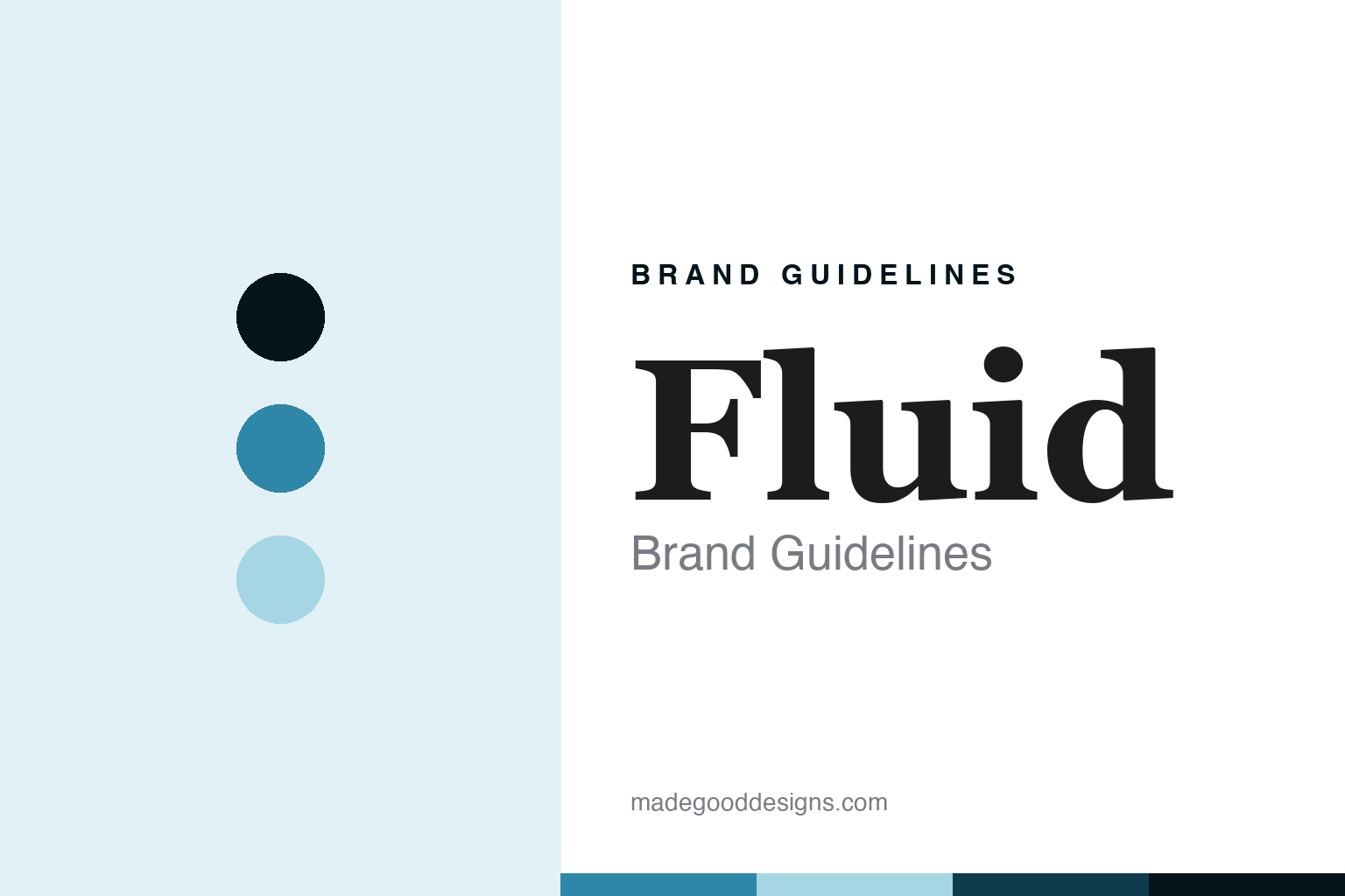 Fluid brand guidelines cover, abstract colour discs and watercolour-wash texture in watercolour aqua