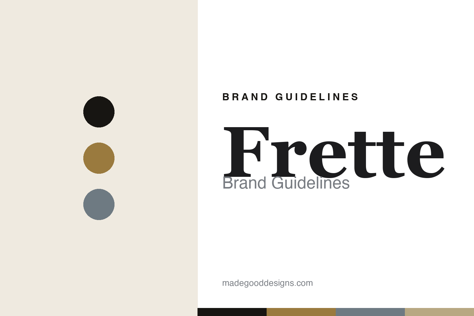 Frette brand guidelines — abstract colour-disc homage in gold and slate (not the Frette textiles or packaging)
