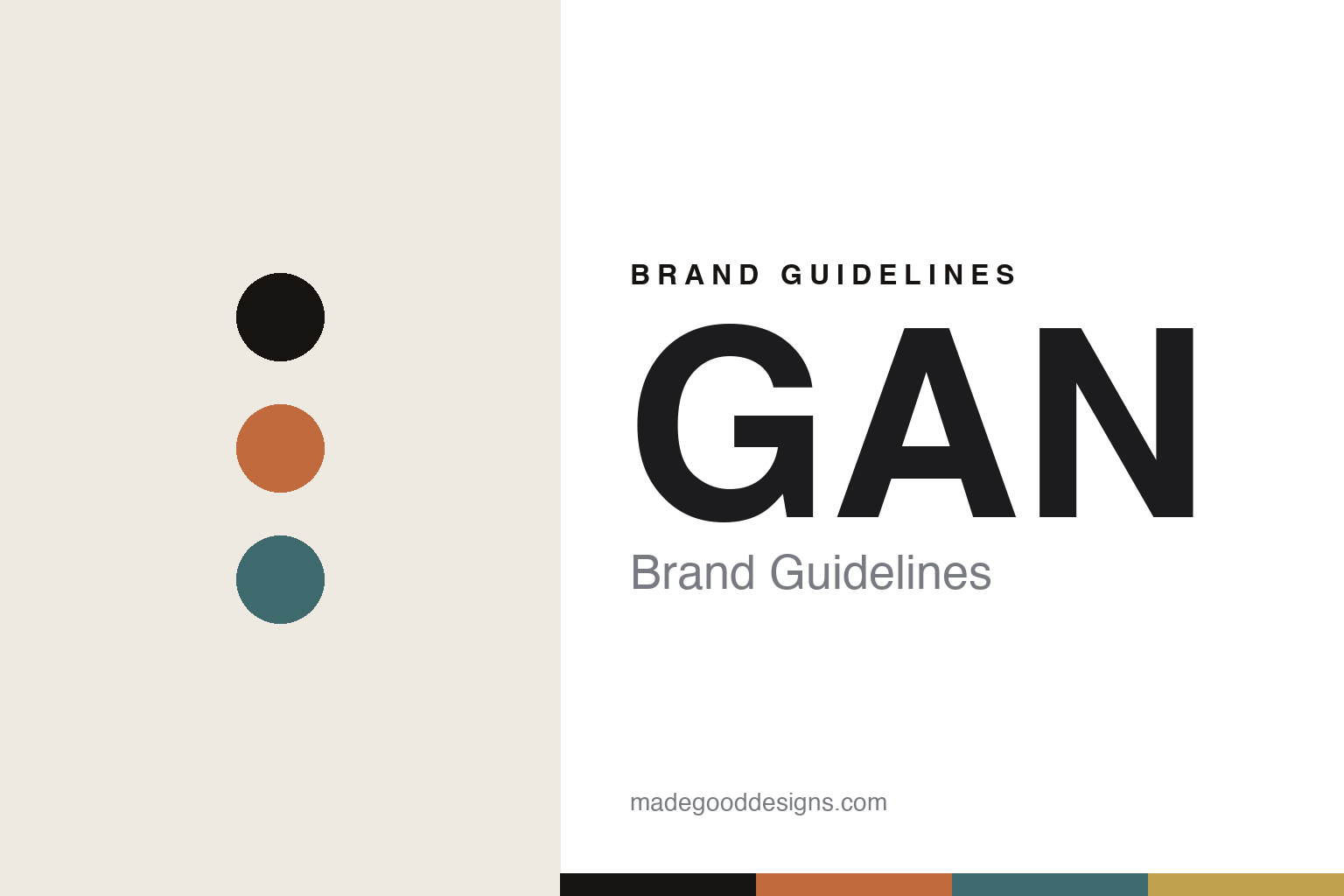 GAN brand guidelines — abstract colour-disc homage in terracotta and teal (not the GAN rugs or packaging)