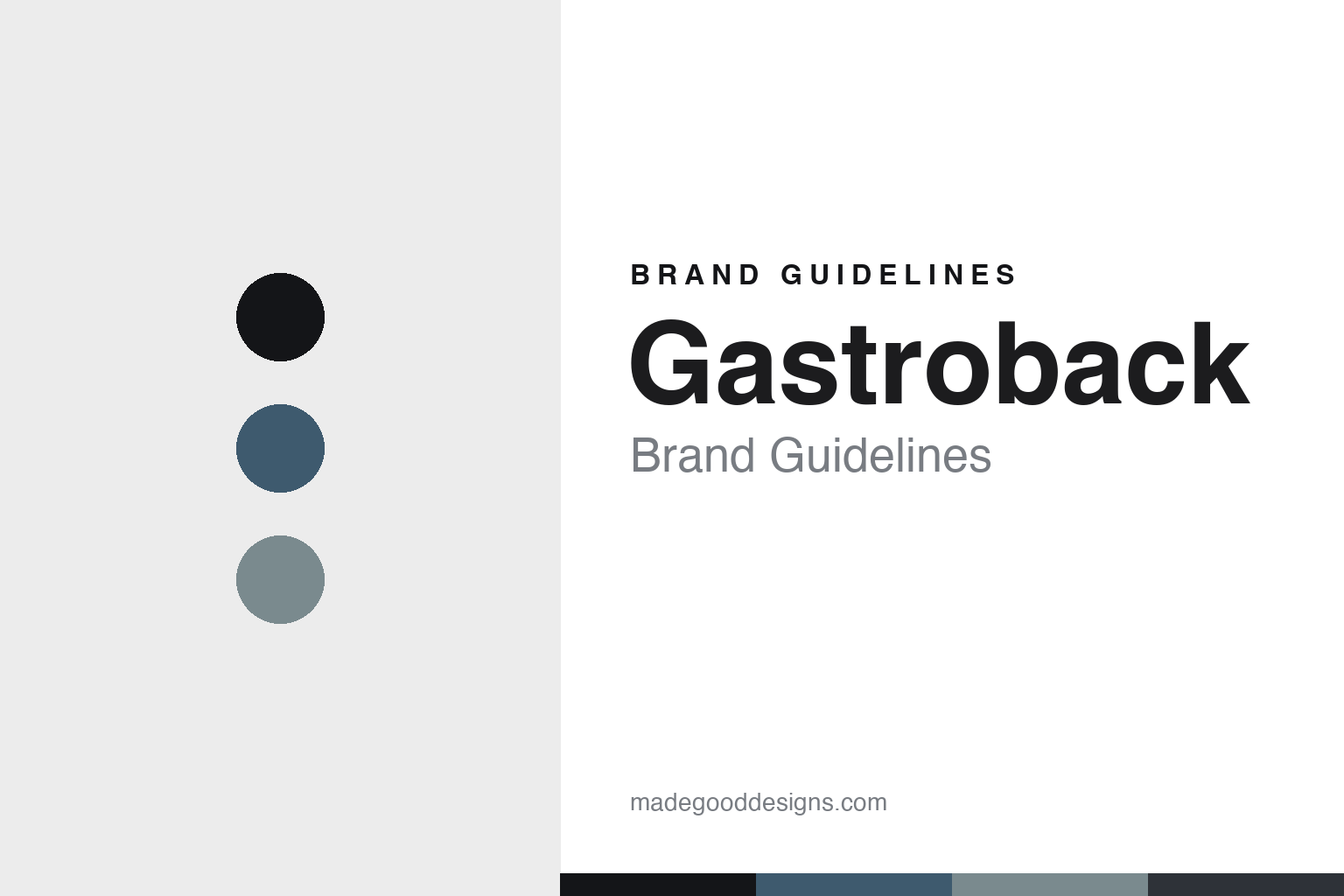 Gastroback brand guidelines cover — abstract colour-disc homage