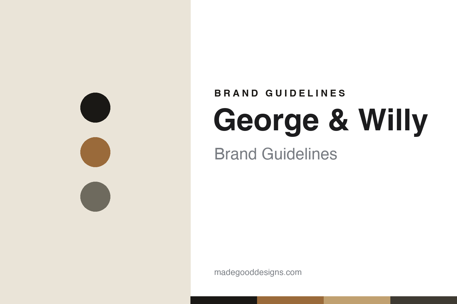 George and Willy brand guidelines — abstract colour-disc homage cover