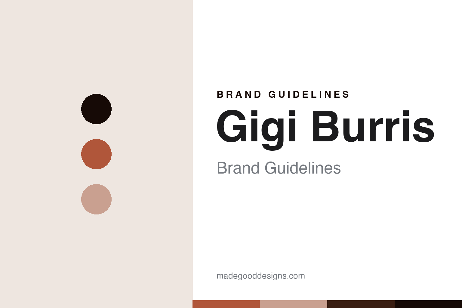Gigi Burris brand guidelines — abstract terracotta colour discs and felt/straw-texture homage, not a Gigi Burris hat or block
