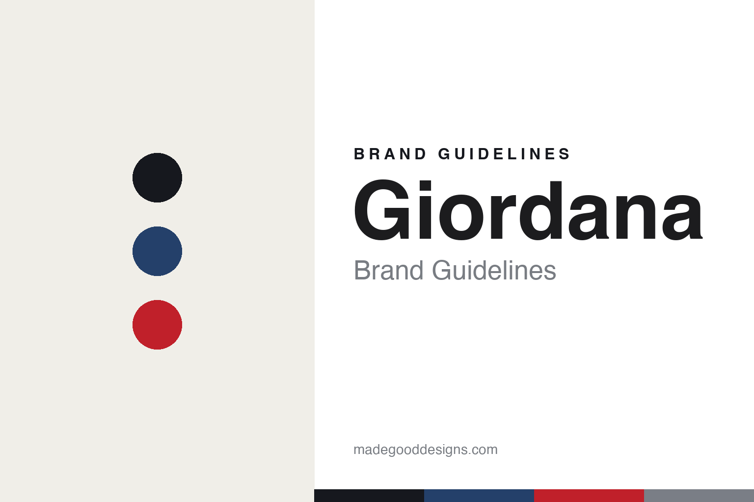 Giordana brand guidelines cover — abstract racing-navy colour-disc homage (not the Giordana logo)