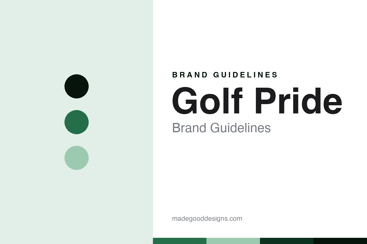 Golf Pride brand guidelines — abstract homage cover in fairway green and meadow, tour-grip-sans register
