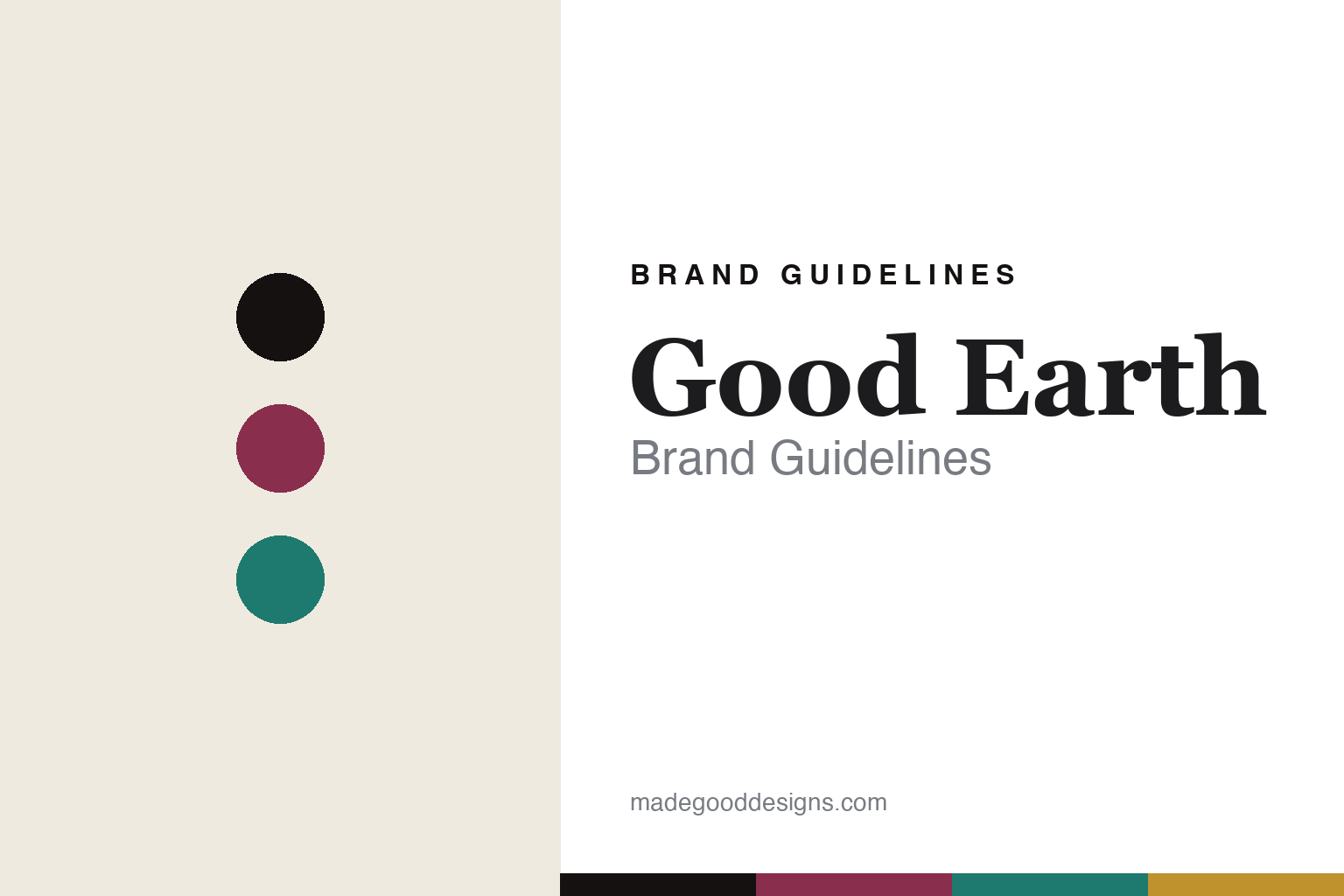 Good Earth brand guidelines — abstract colour-disc homage in berry and jewel teal (not the Good Earth prints or packaging)